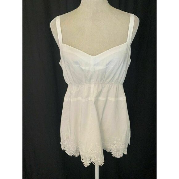 J Crew Womens New Solid White Lace V Neck Tank Top - Picture 1 of 6